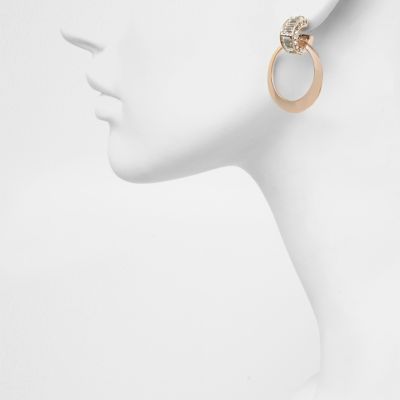 Rose gold tone baguette circle earrings